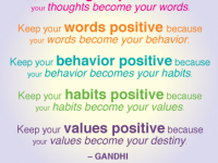 Keep your thoughts positive - Gandhi