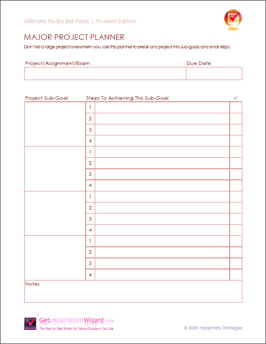 Major Project Planner