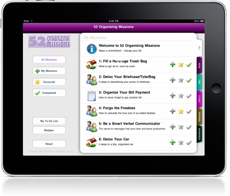 52 Organizing Missions iPad app