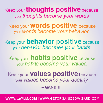 Keep your thoughts positive - Gandhi