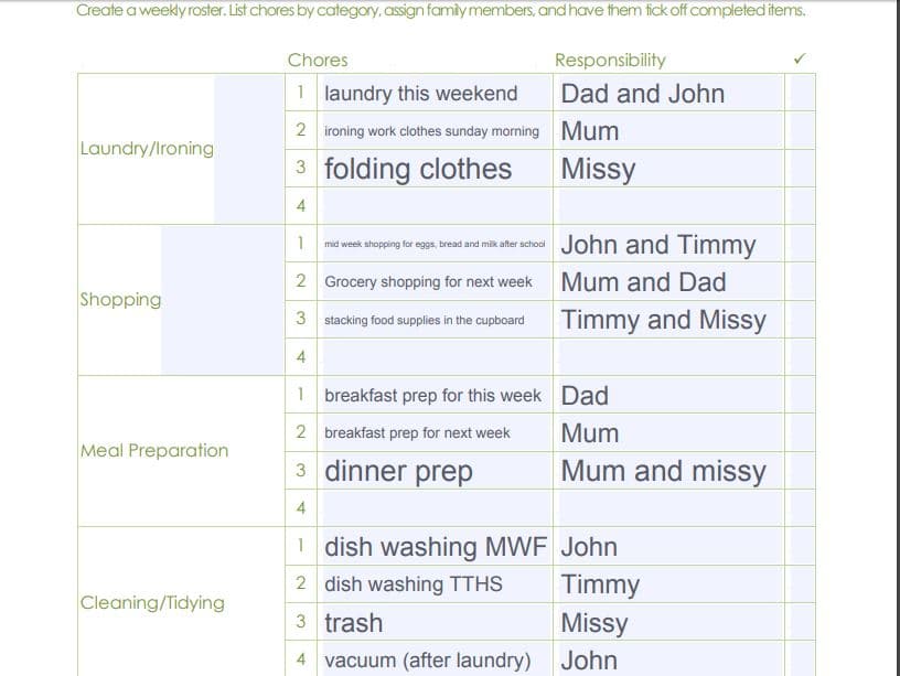 Dividing Household Chores In The Family 4 chores 2 chores 2