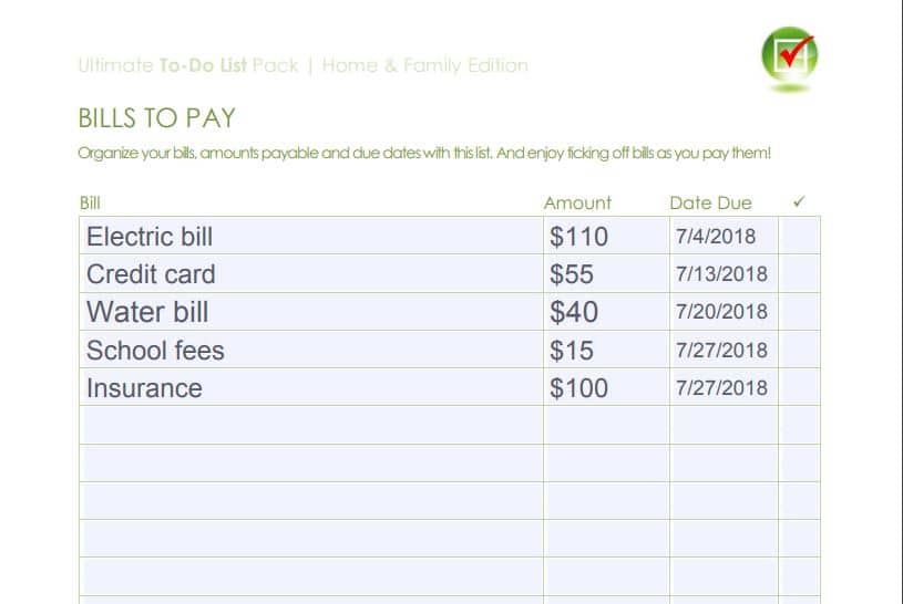 bills to pay 2