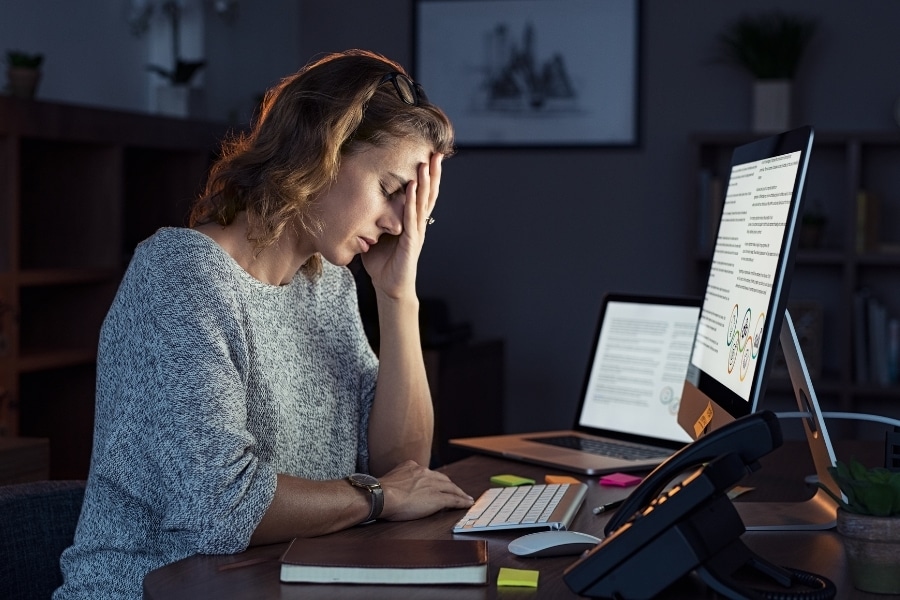 Woman stressed at work