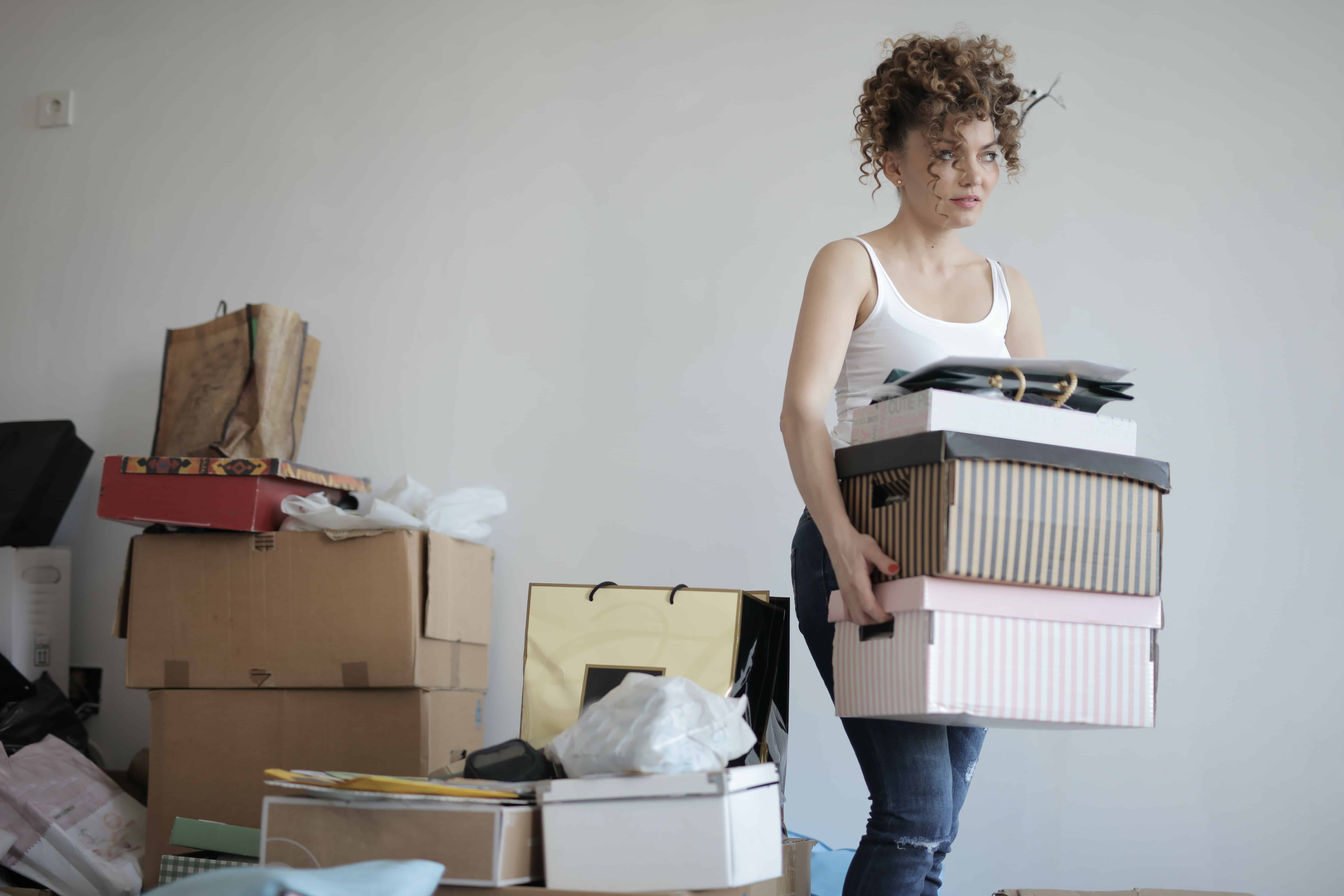 a woman decluttering her home