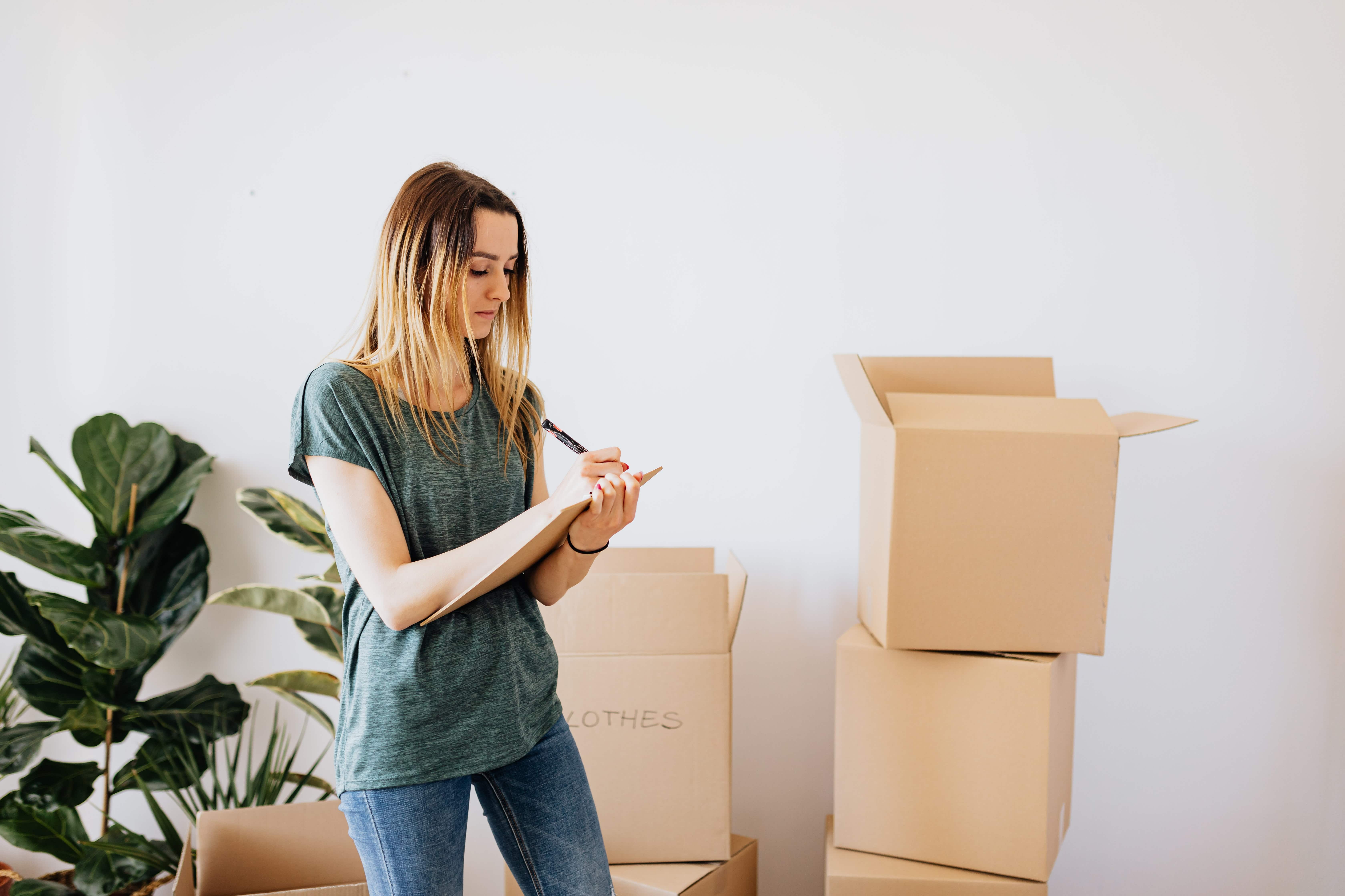 woman organizing clutter