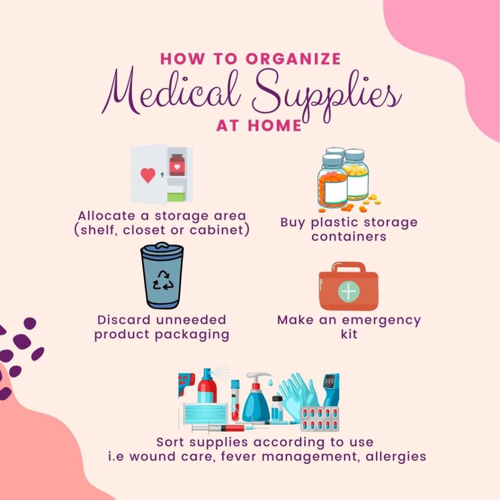 Tips in organizing medical supplies.