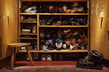 Cabinet full of shoes