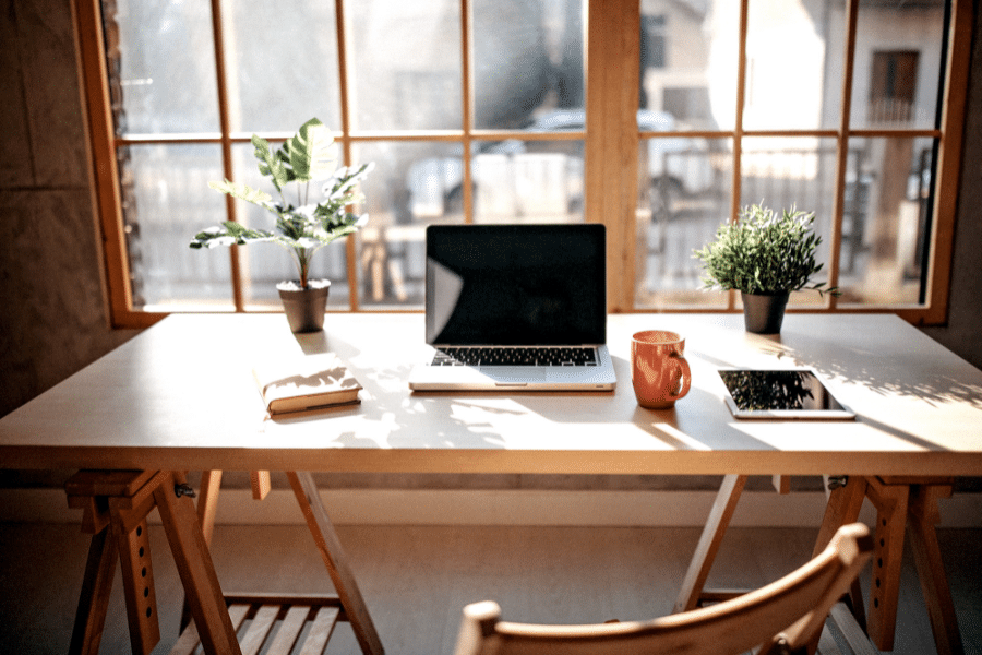 clean working desk at home