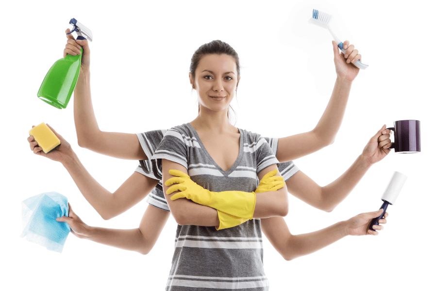 Woman ready to do houseworks