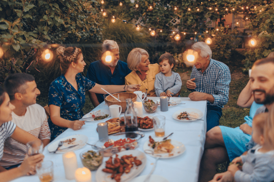 a family celebrating Thanksgiving