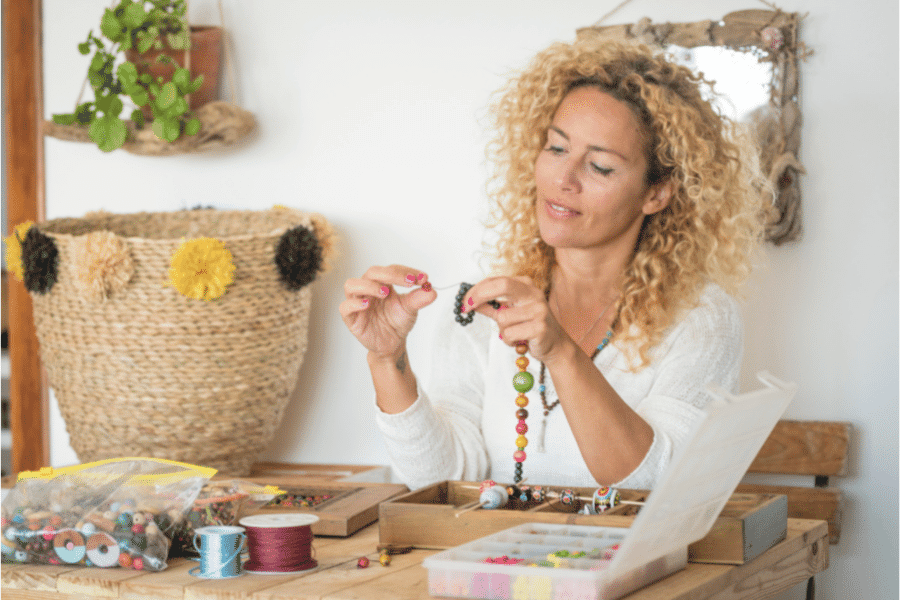 A woman making crafts