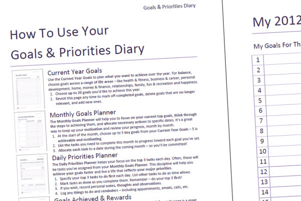 Goals and Priorities Diary
